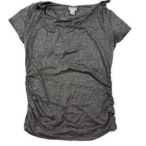 Motherhood Maternity T-Shirt Women's Size L Heather Gray Short Sleeve Ruched